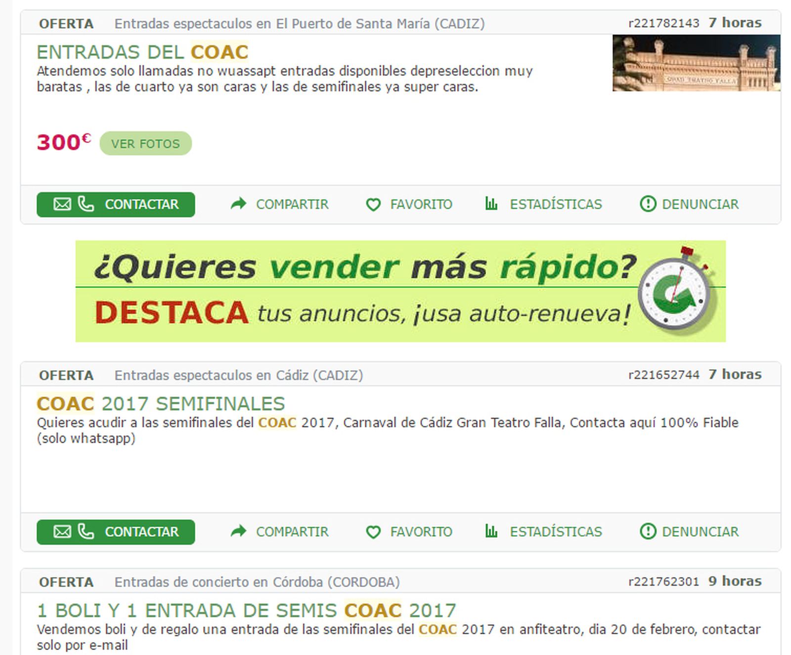 Una captura de pantalla de la web milanuncios.com