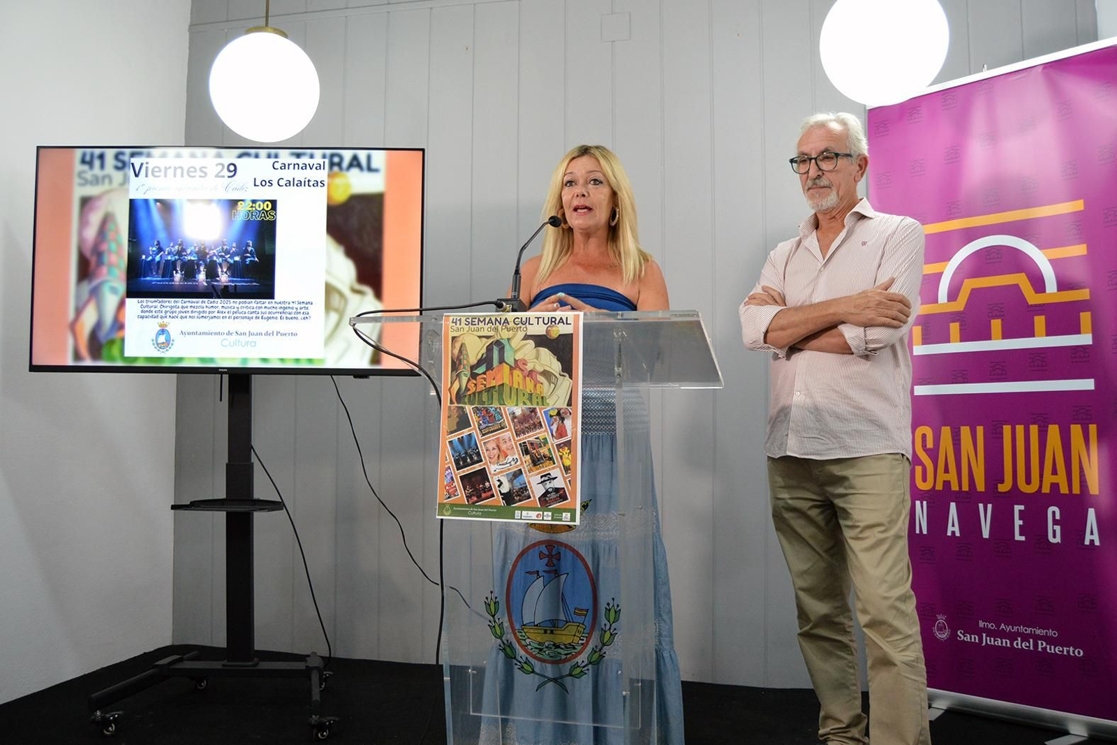 Rocío Cárdenas en la presentación de la Semana Cultural de San Juan del Puerto.