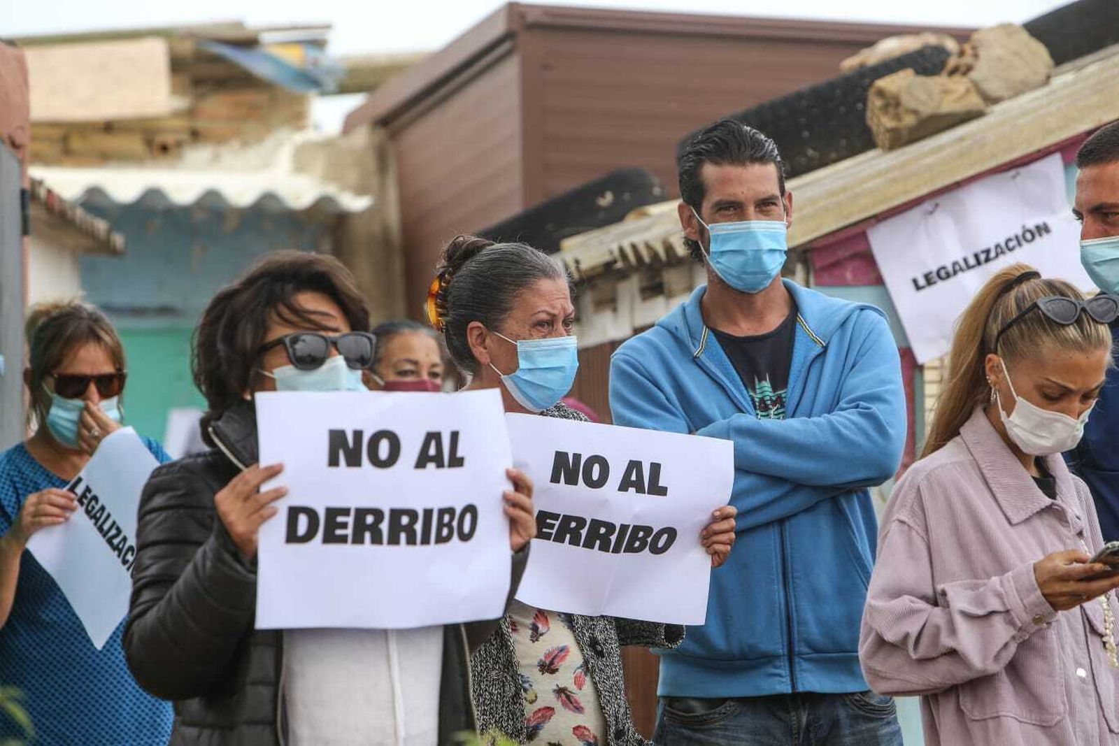 Protestas contra los desalojos en La Casería, la semana pasada.