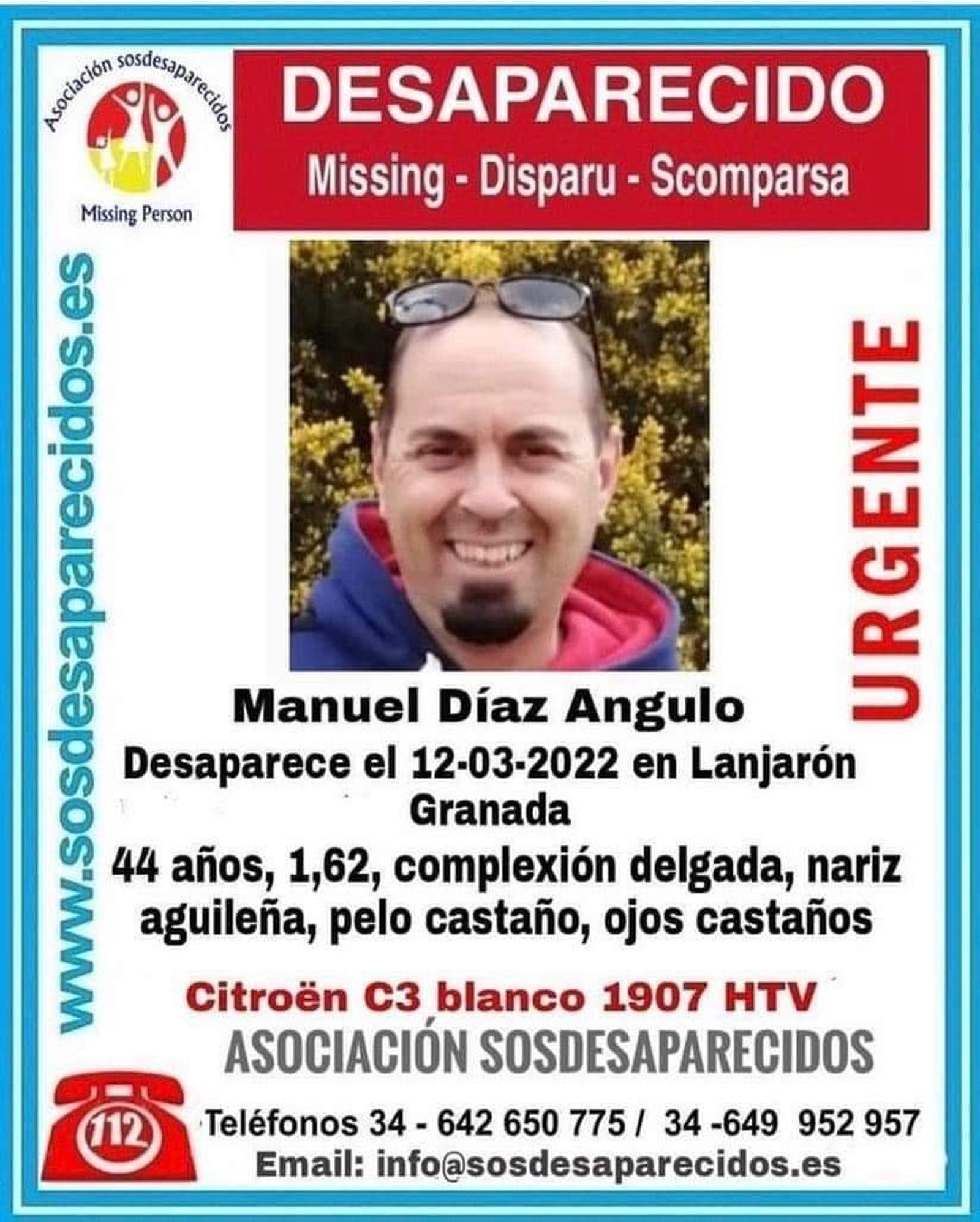 Alerta emitida por SOS Desaparecidos.