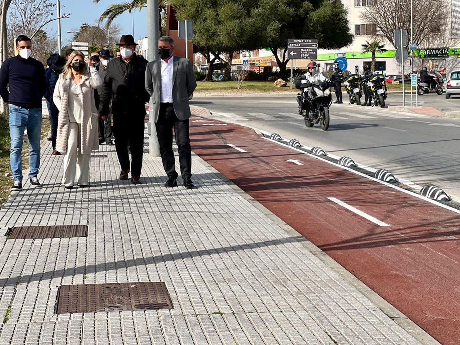 Un momento de la inauguración del nuevo carril bici.