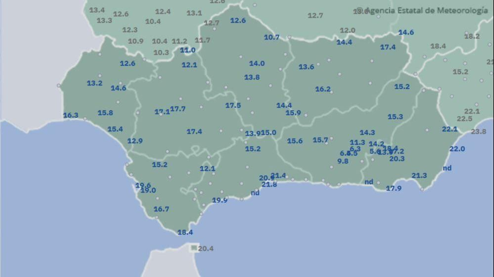 Las temperaturas mínimas registradas en Andalucía este 2 de septiembre