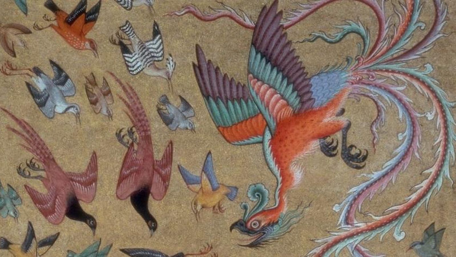 Simurg conduce al ejército de aves. (Ilustración para una edición de 'Calila y Dimna', 1610).