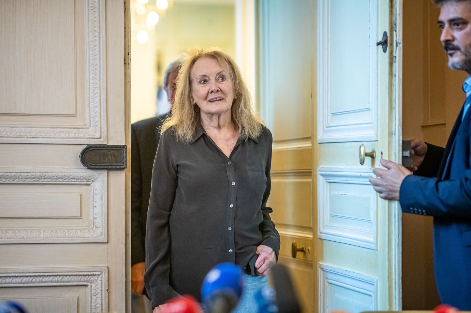 Annie Ernaux, este jueves en la sede de Gallimard en París.