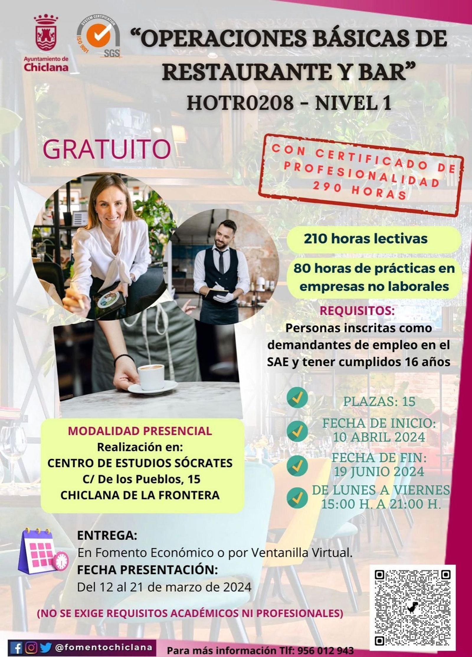 Curso formativo de Operaciones Básicas de Restaurante y Bar