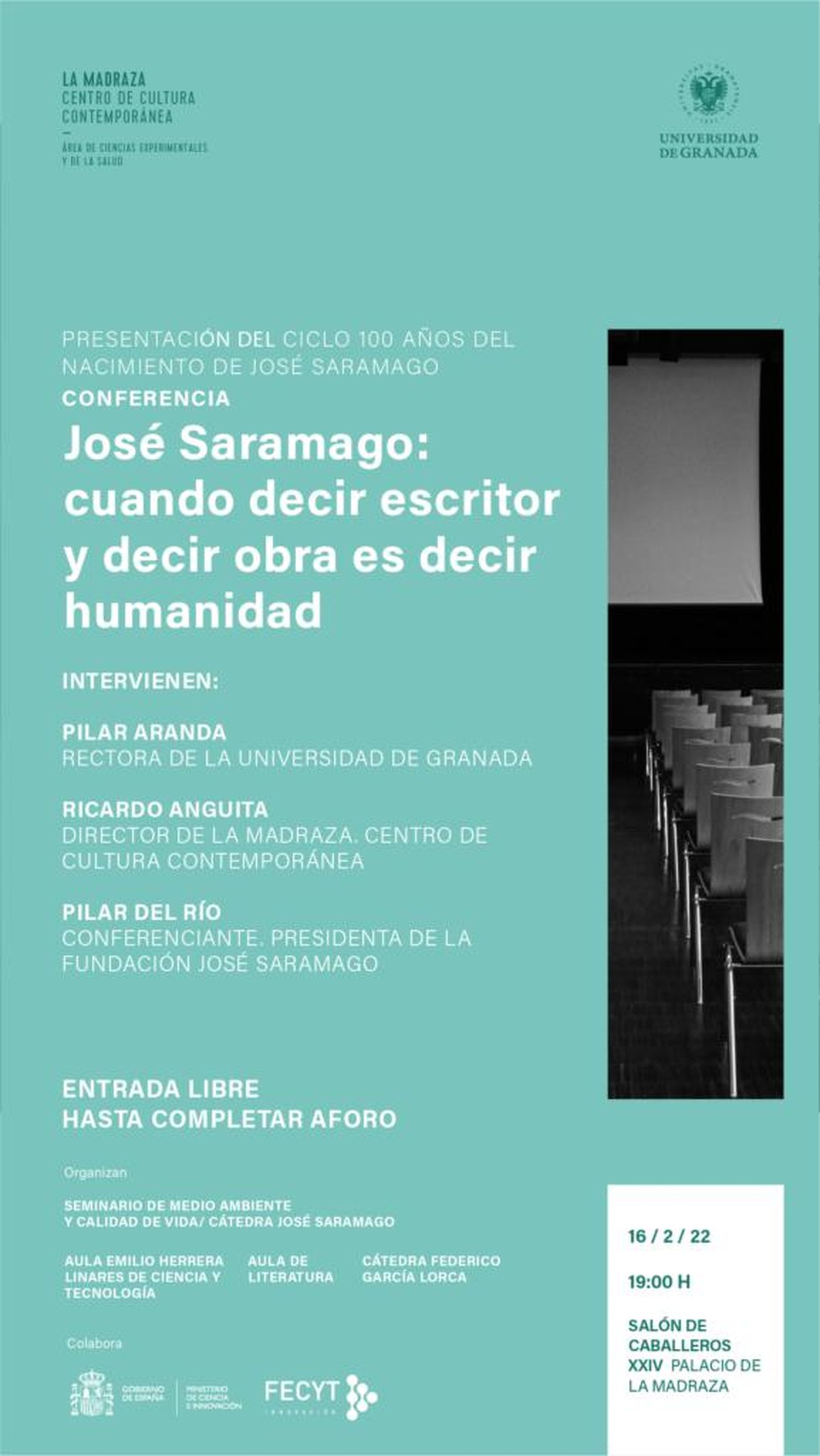 La UGR celebra el centenario del nacimiento de Saramago con un ciclo de conferencias y películas hasta final de año