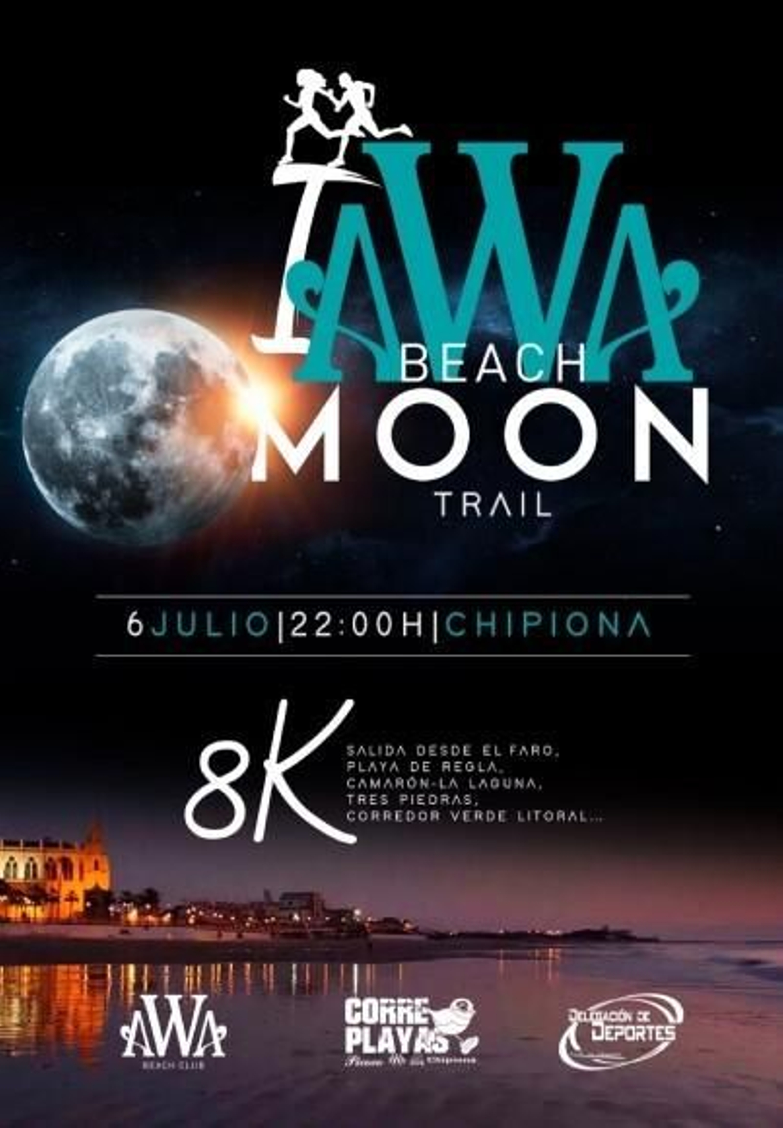 Cartel de la primera edición de la AWA Beach Moon Trail.