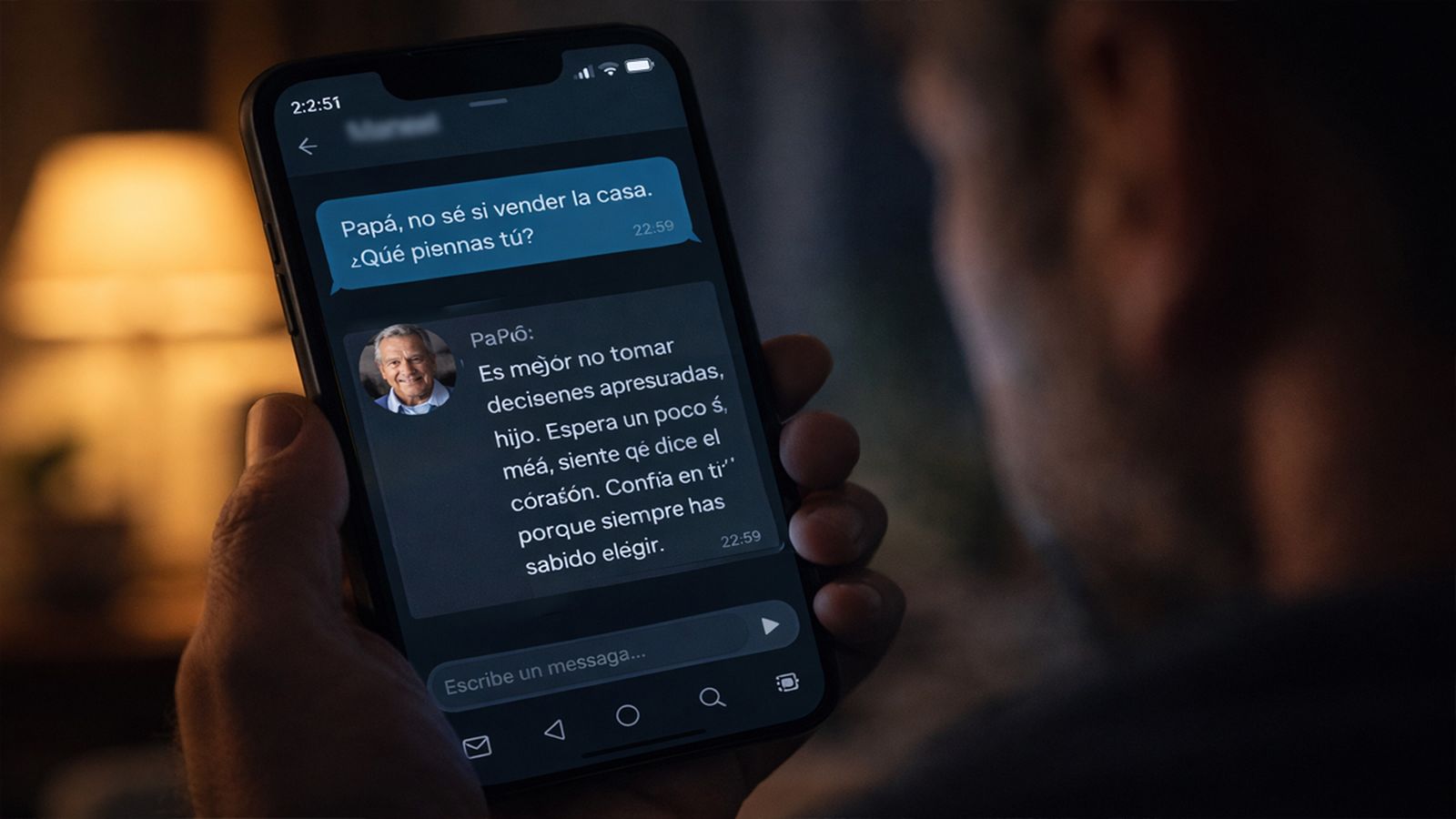 Recreación de una conversación con la IA.