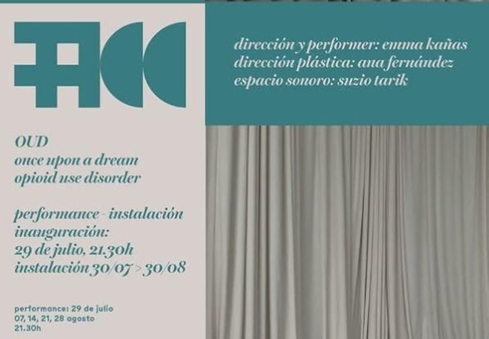Un retazo del cartel anunciador de la inauguración de la instalación de Emma Kañas y Ana Fernández.