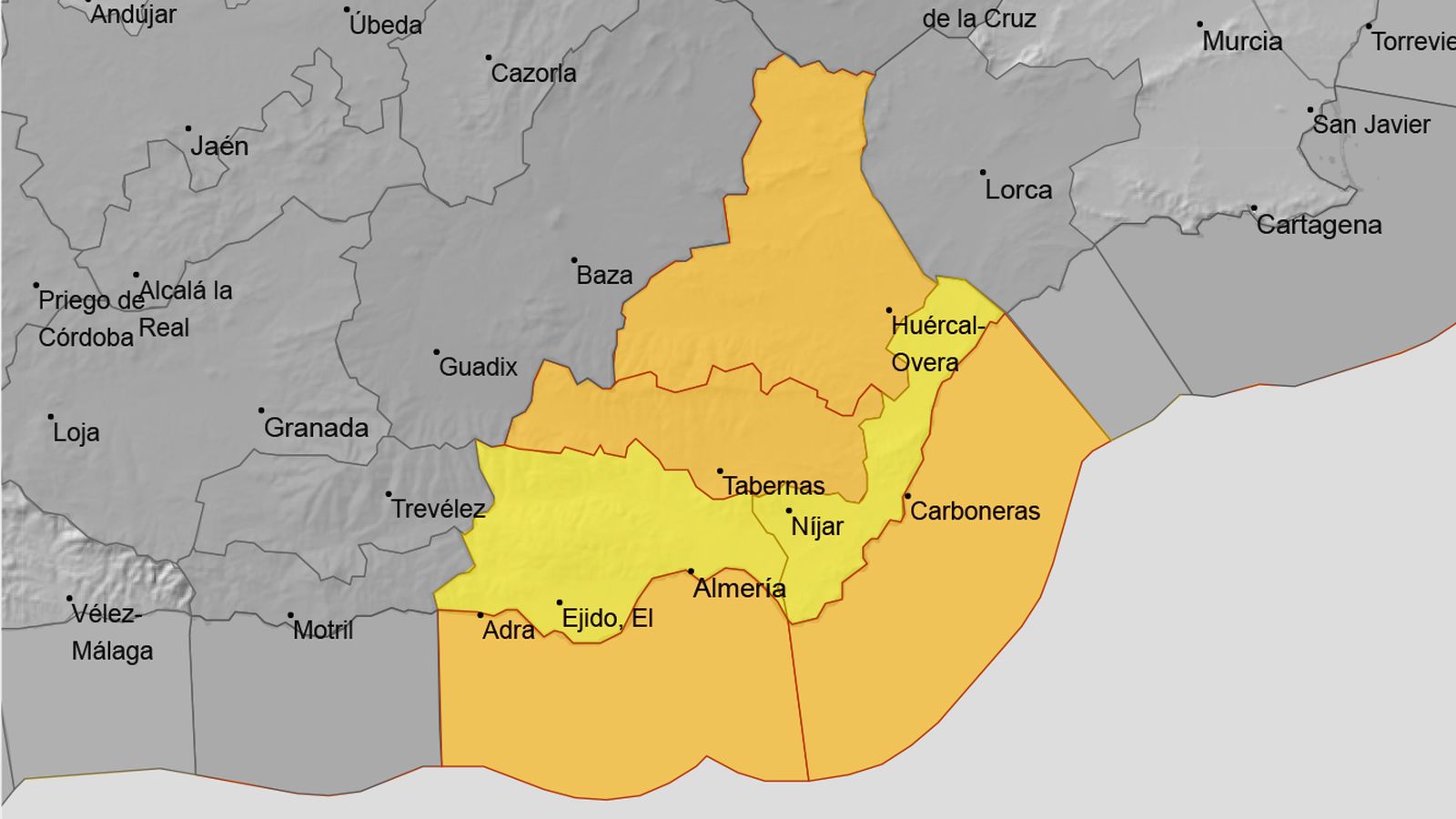 Alertas por fuerte viento en la provincia de Almería para el jueves 29 de enero.