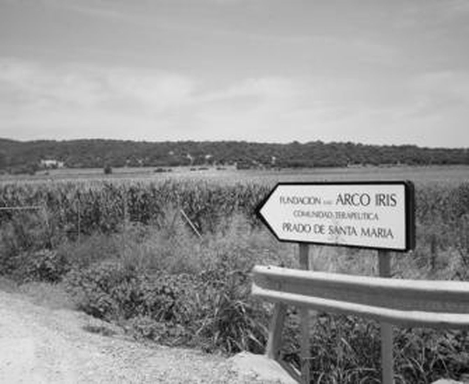 Carretera de entrada al centro de menores. Al fondo de la imagen, el edificio.