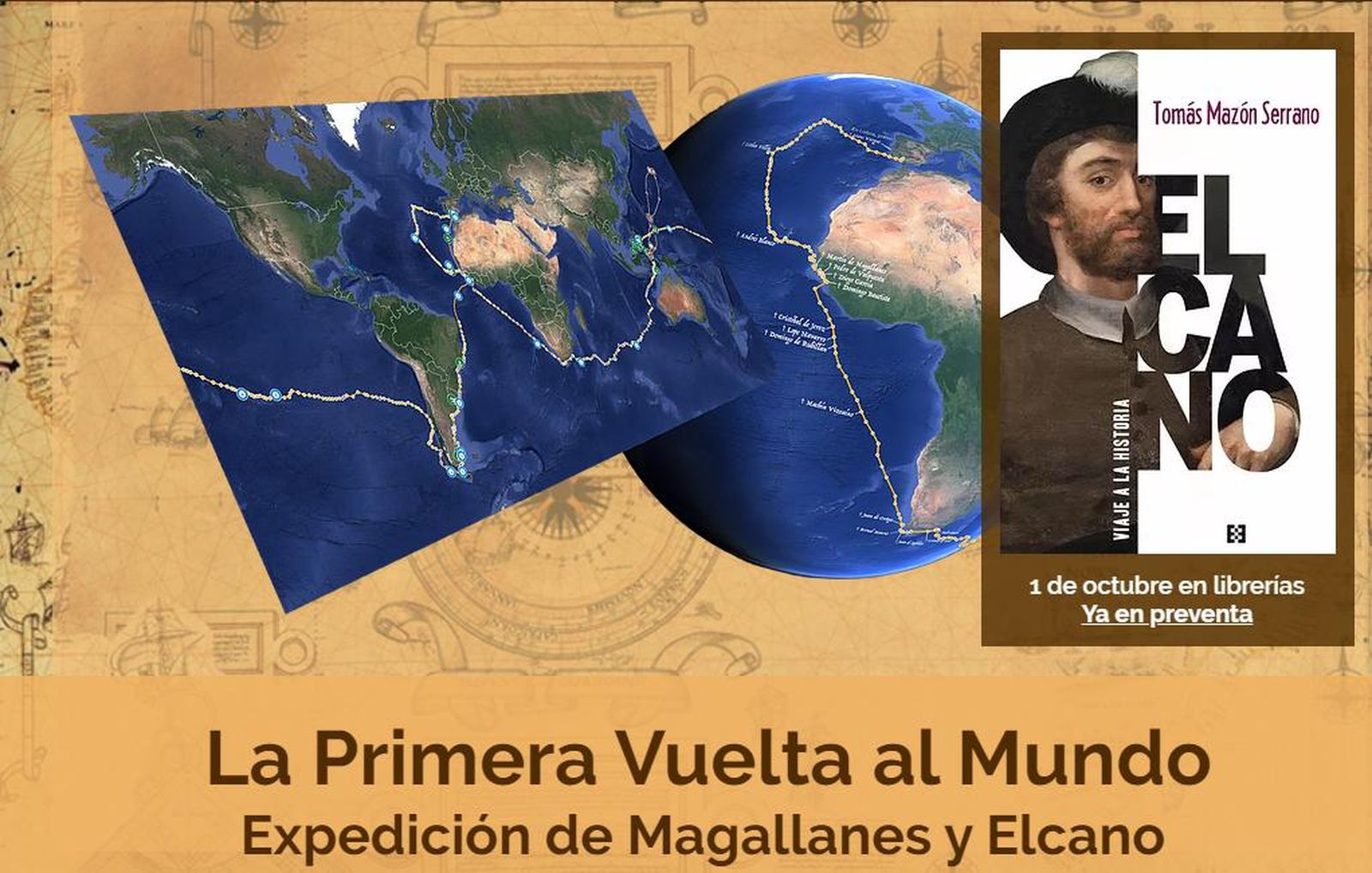 Captura de la página web de Tomás Mazón sobre la primera vuelta al mundo.