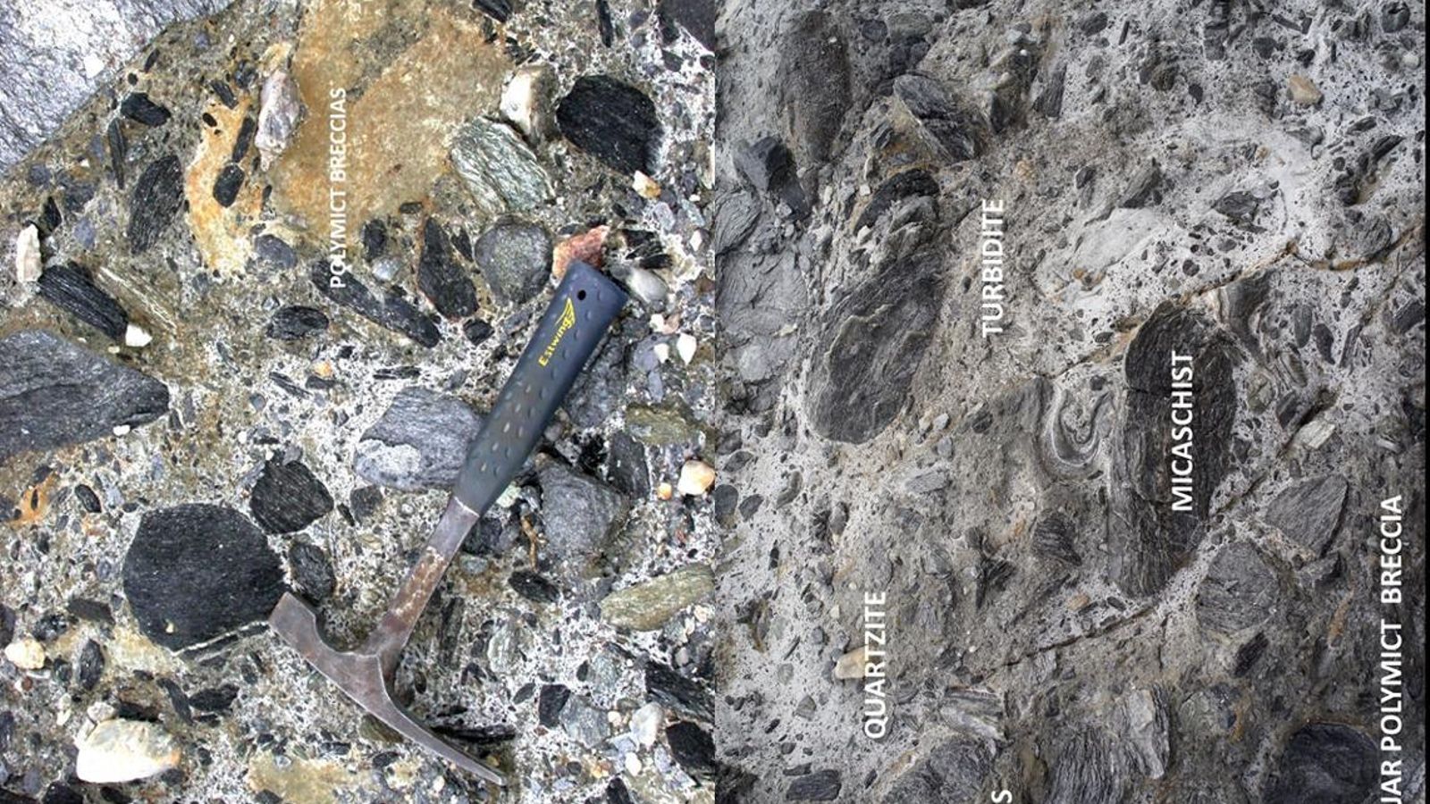 La evidencia del cráter de impacto incluye varios ejemplos de granos de cuarzo "chocados" en brechas, un tipo de roca sedimentaria con grandes fragmentos cementados en una matriz de grano más fino. Los granos muestran signos de deformación por las enormes presiones del impacto, que oscilaron entre 10 y 30 gigapascales.