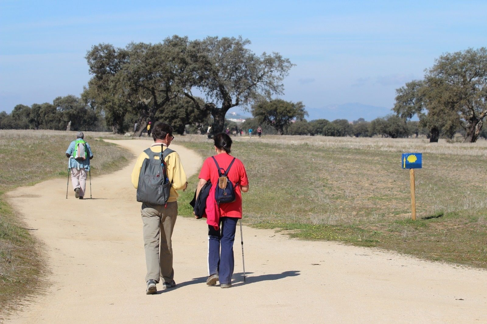 Varias personas realizan una ruta del Camino Mozárabe en Córdoba.