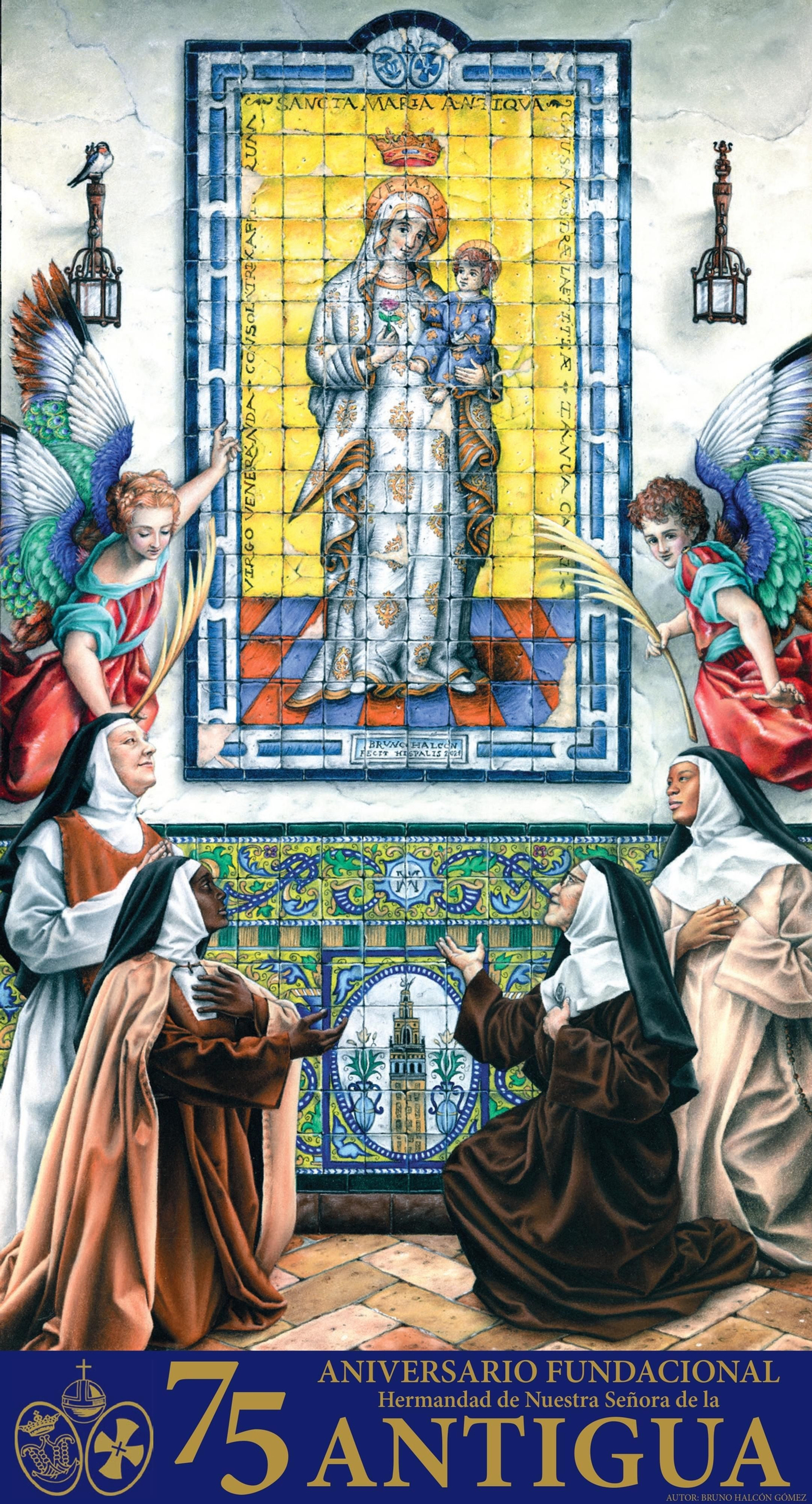 Cartel del 75 aniversario de la Hermandad de la Virgen de la Antigua.