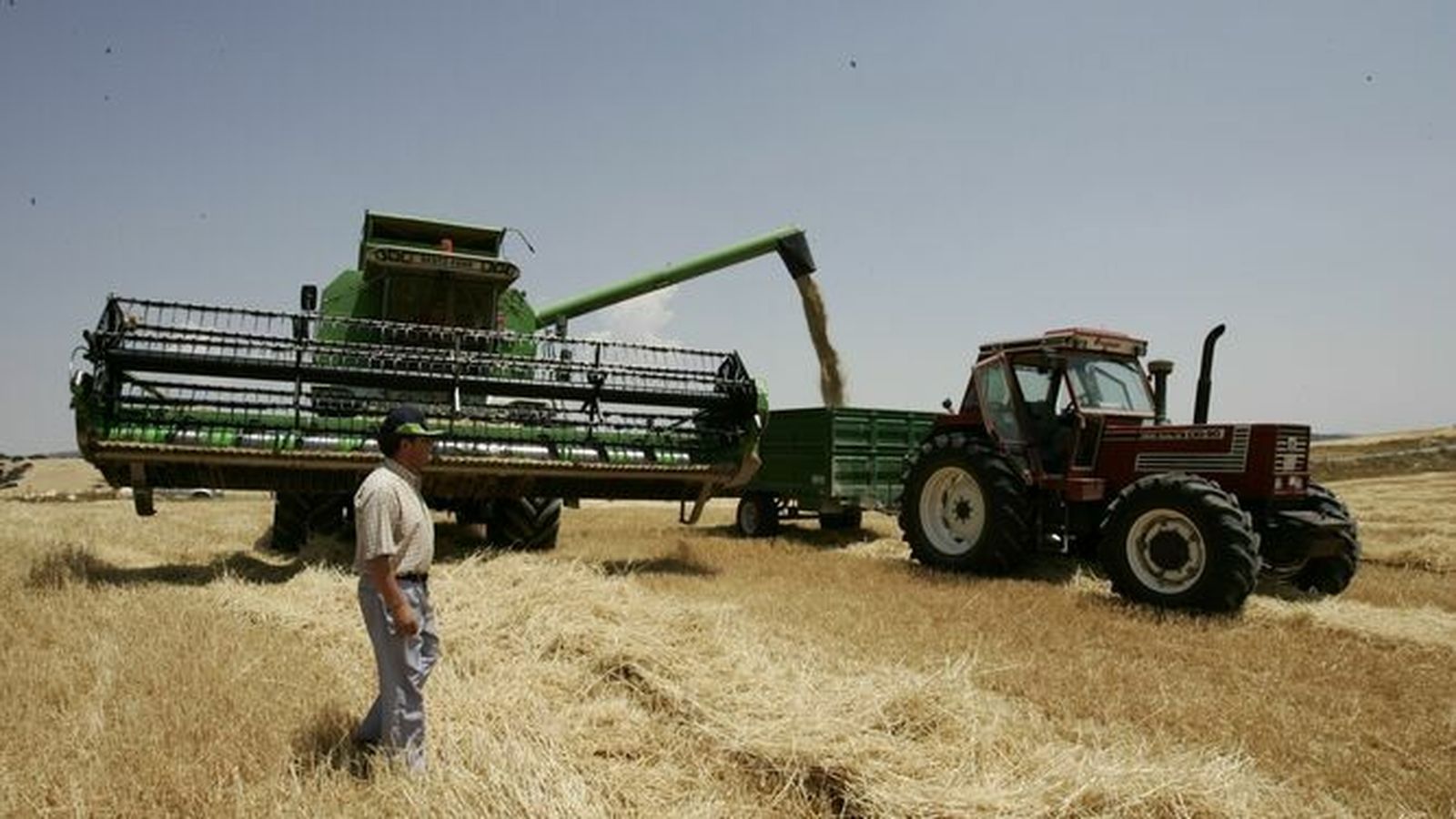Un agricultor en un campo de cereales.