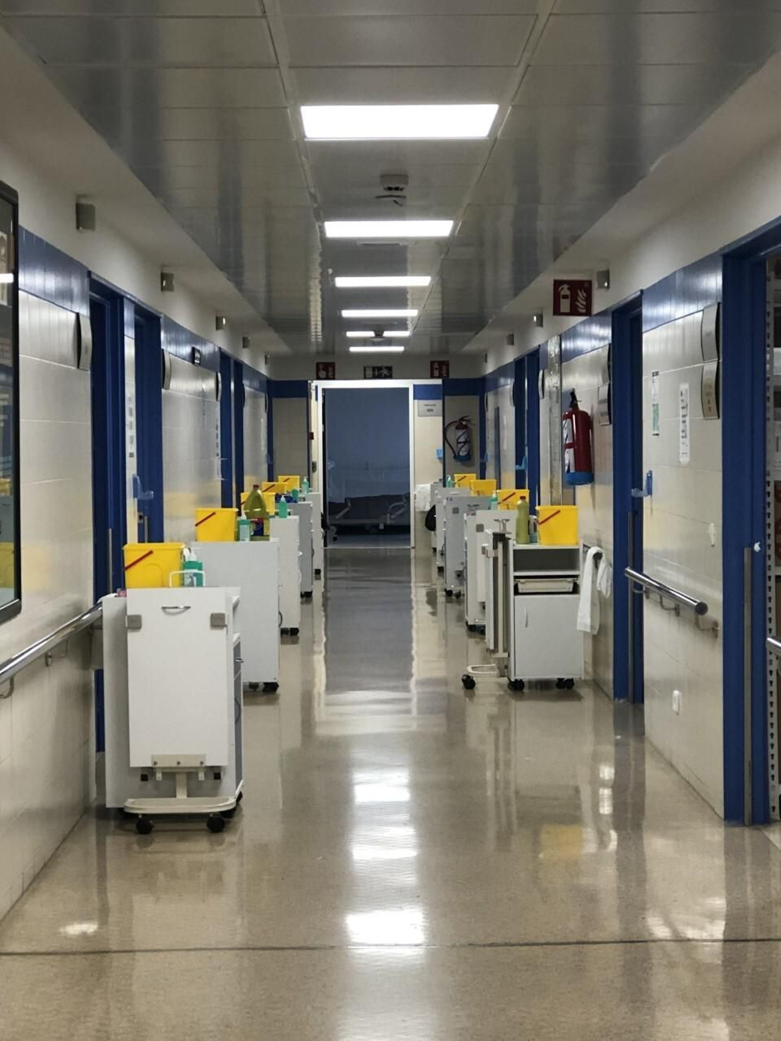 Zona de hospitalización para Covid 19 del Hospital Clínico.