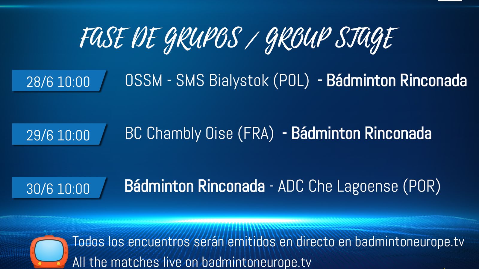 Calendario de la fase de grupos.