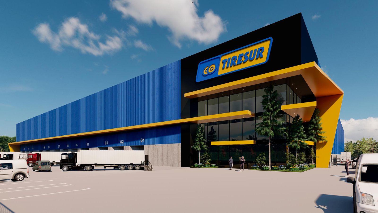 Vista frontal del nuevo almacén de Tiresur en Burgos.