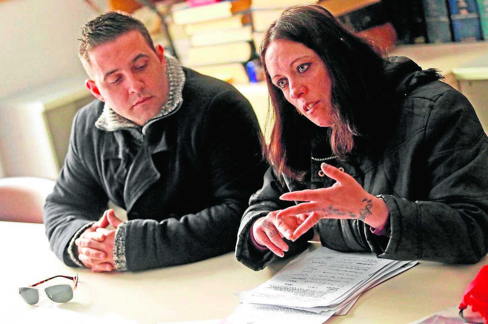 Jorge Guillén y María Ángeles Alba, ayer, durante la entrevista.