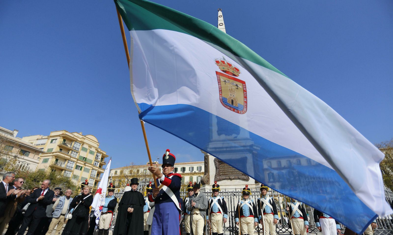 La recreación histórica de la entrada del héroe liberal Rafael de Riego en Málaga