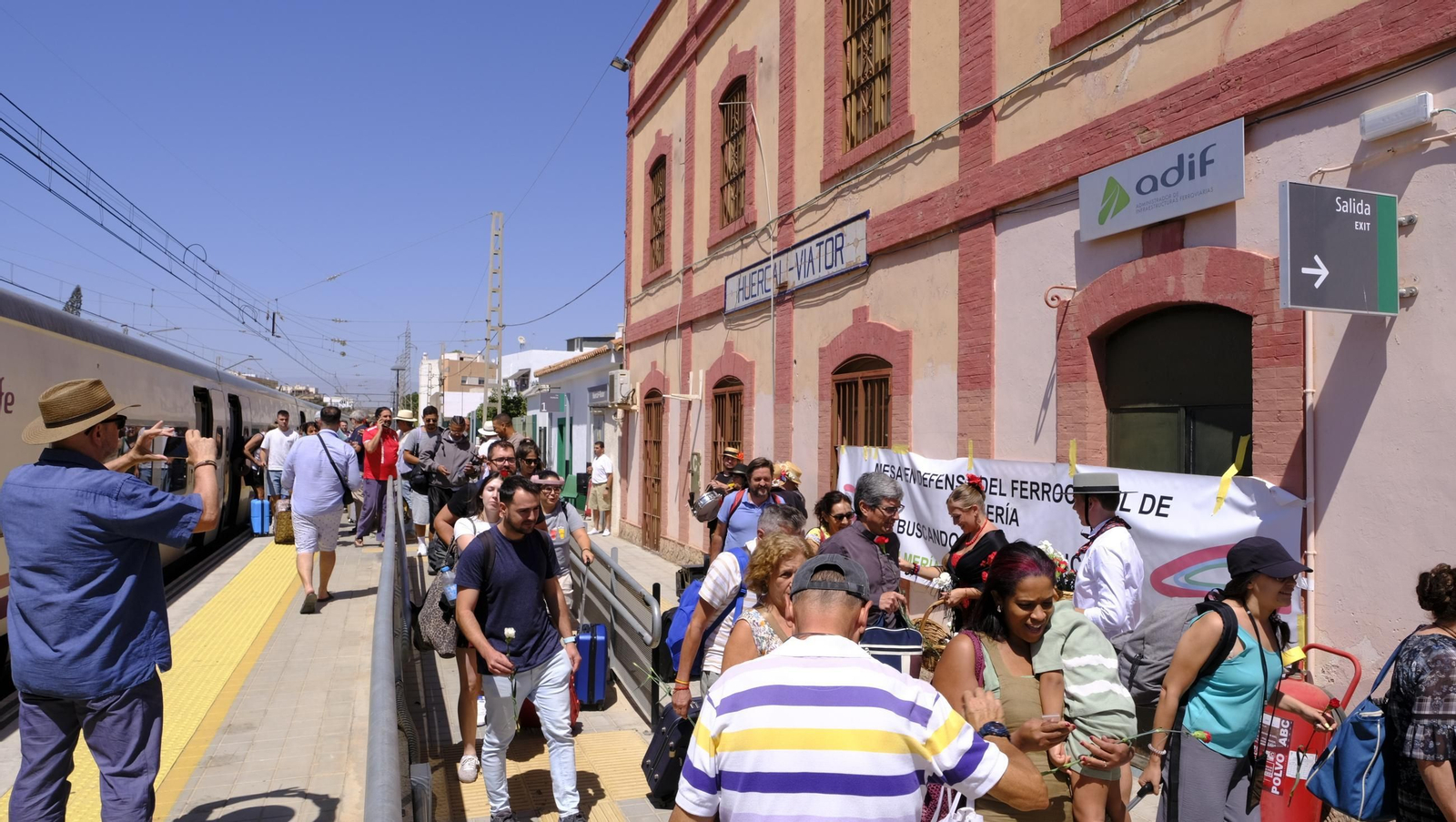 Claveles en defensa del tren en la provincia de Almería, en imágenes