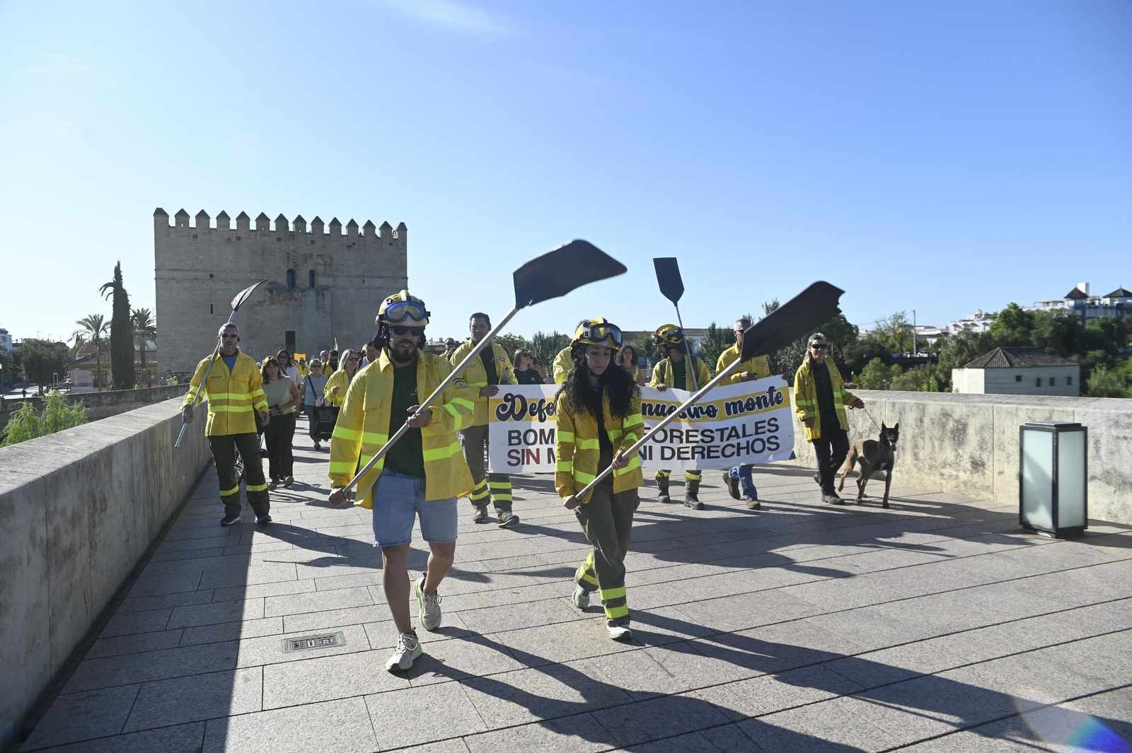 La manifestación de los bomberos forestales en Córdoba, en imágenes