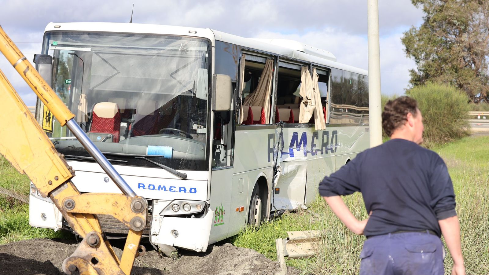 Así quedó el autobús escolar tras el accidente.