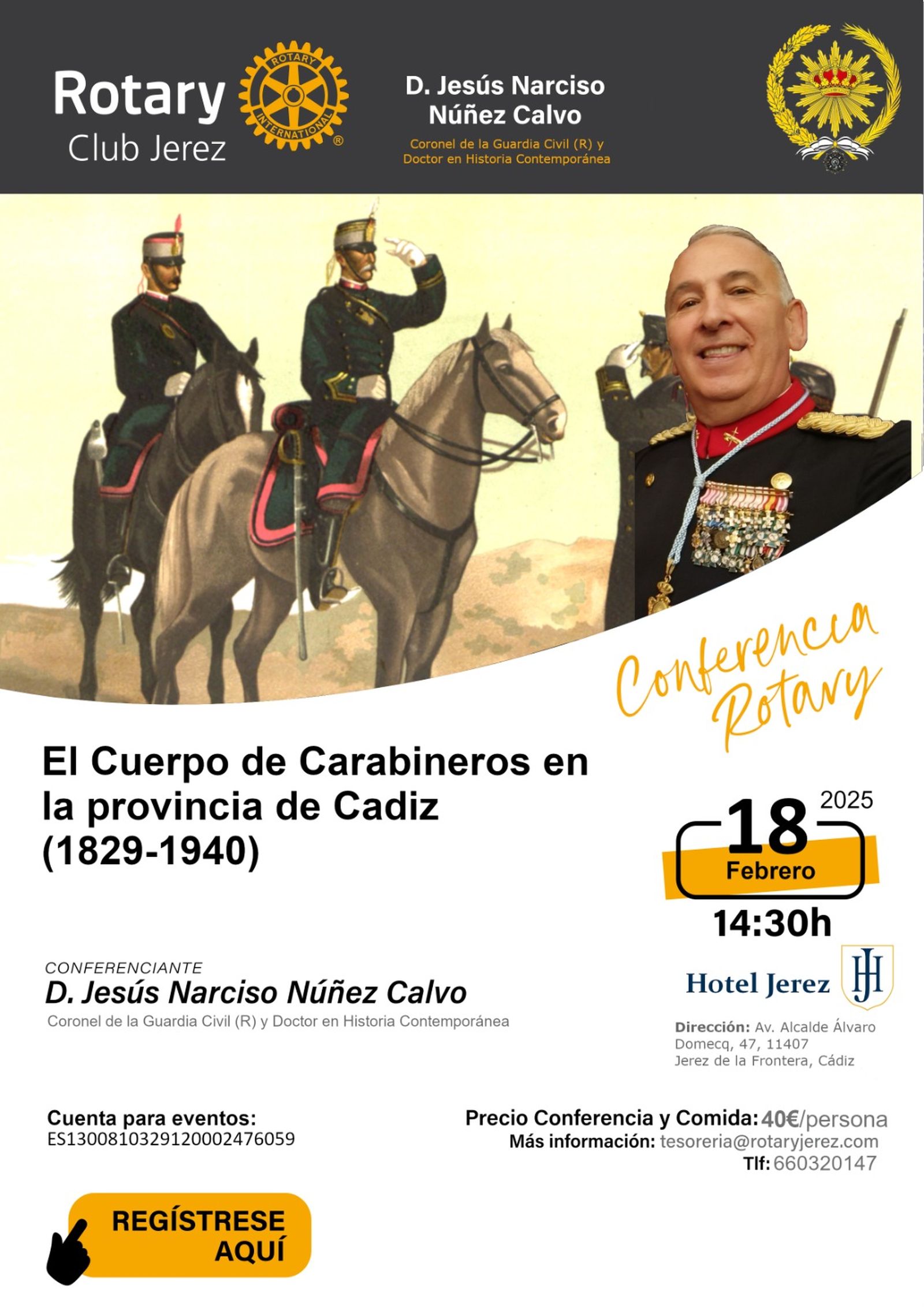 Cartel anunciador del almuerzo-conferencia.