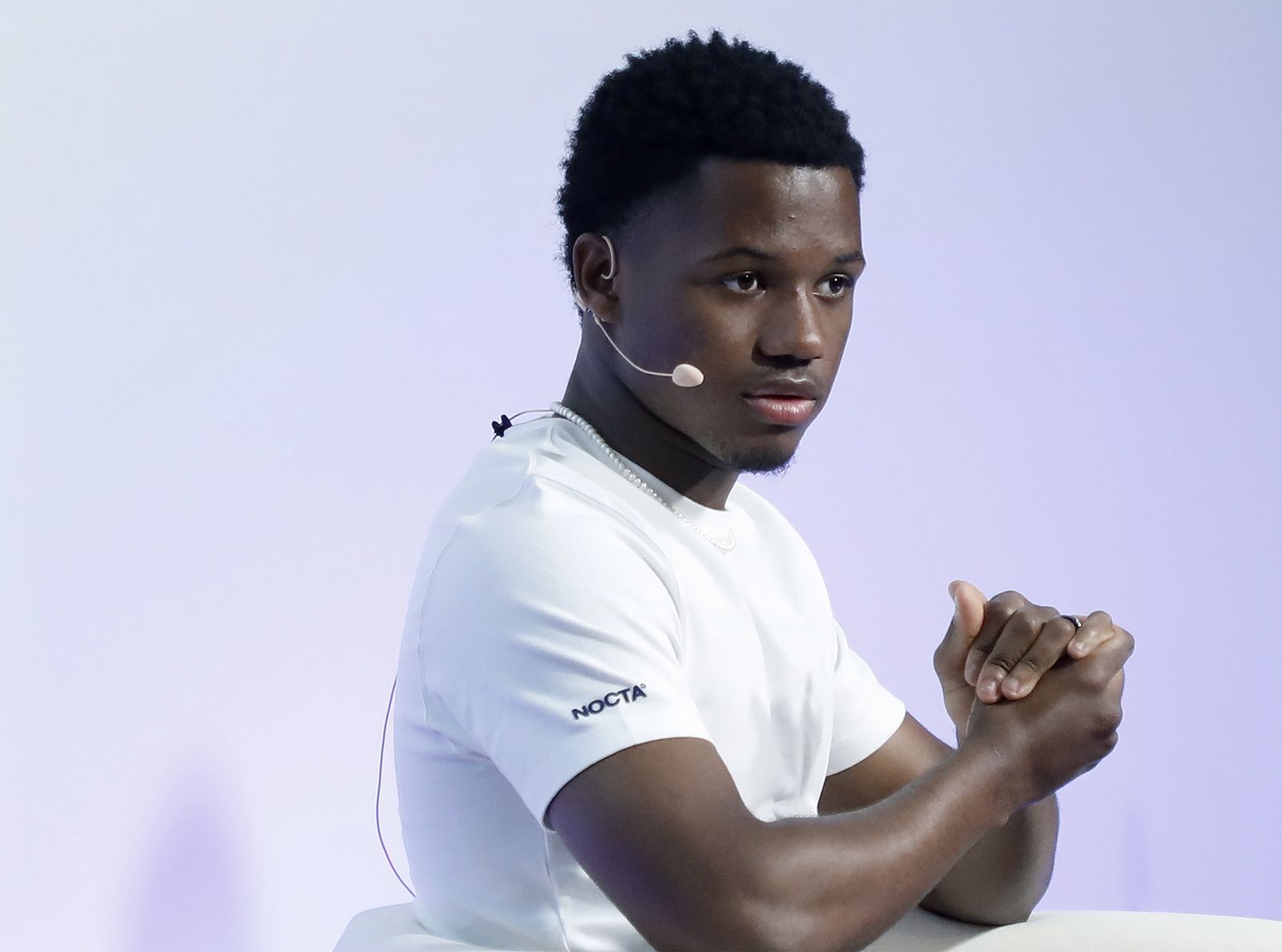 Ansu Fati el martes en el acto de relatos solidarios.