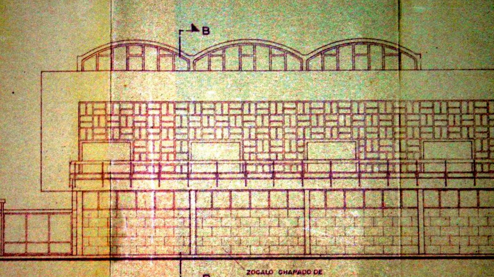 Fachada lateral de la proyectada Estación Marítima en el muelle de pasajeros y automóviles.