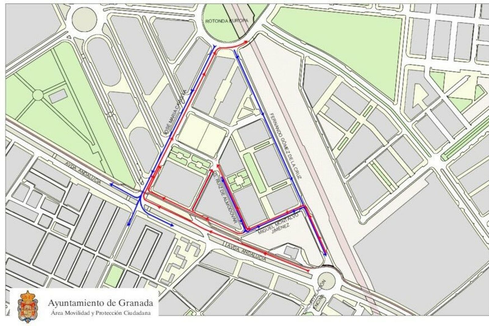 Plano explicativo de la reordenación del tráfico en el barrio de los Periodistas