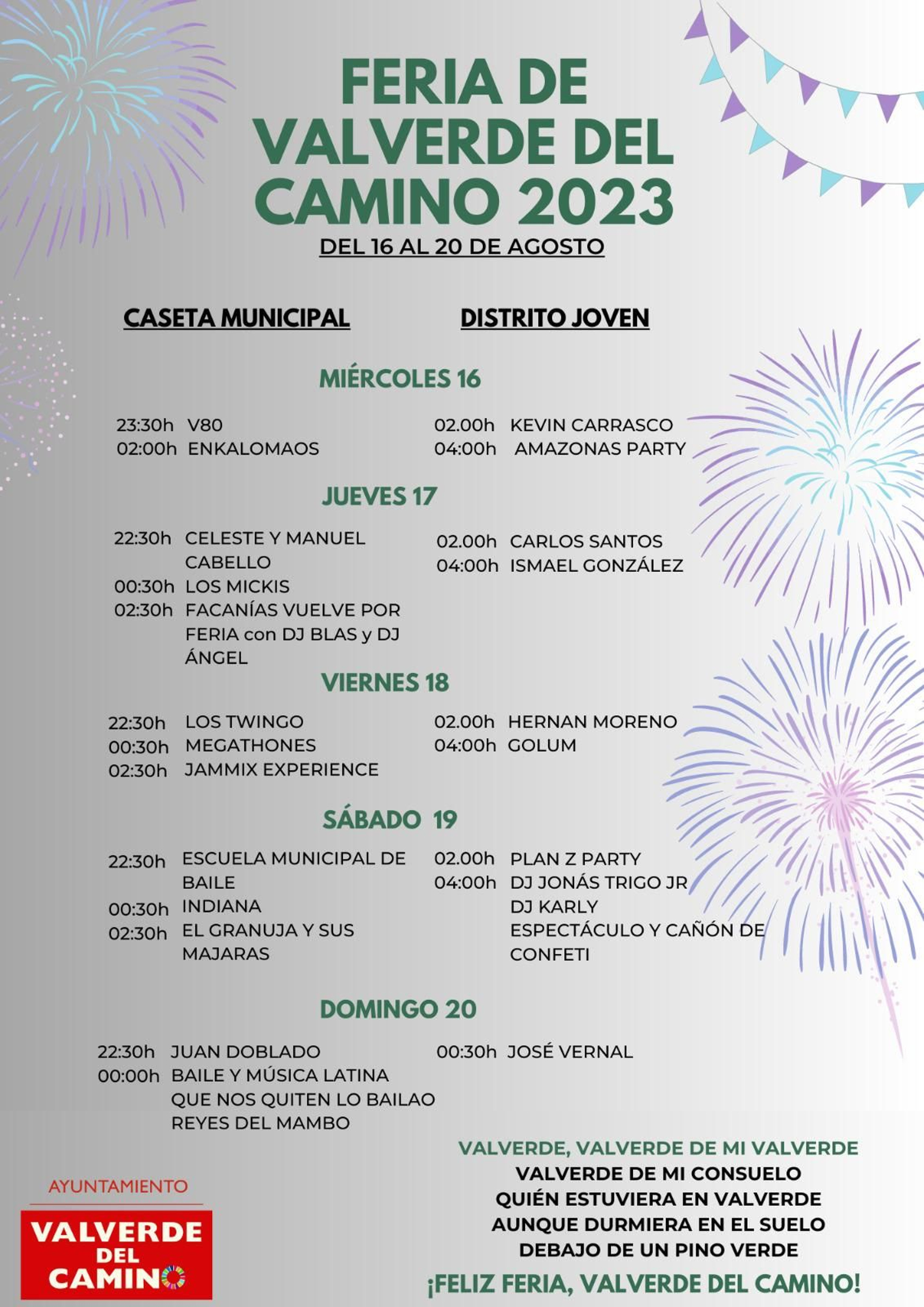 Programación de la Feria de Valverde del Camino 2023