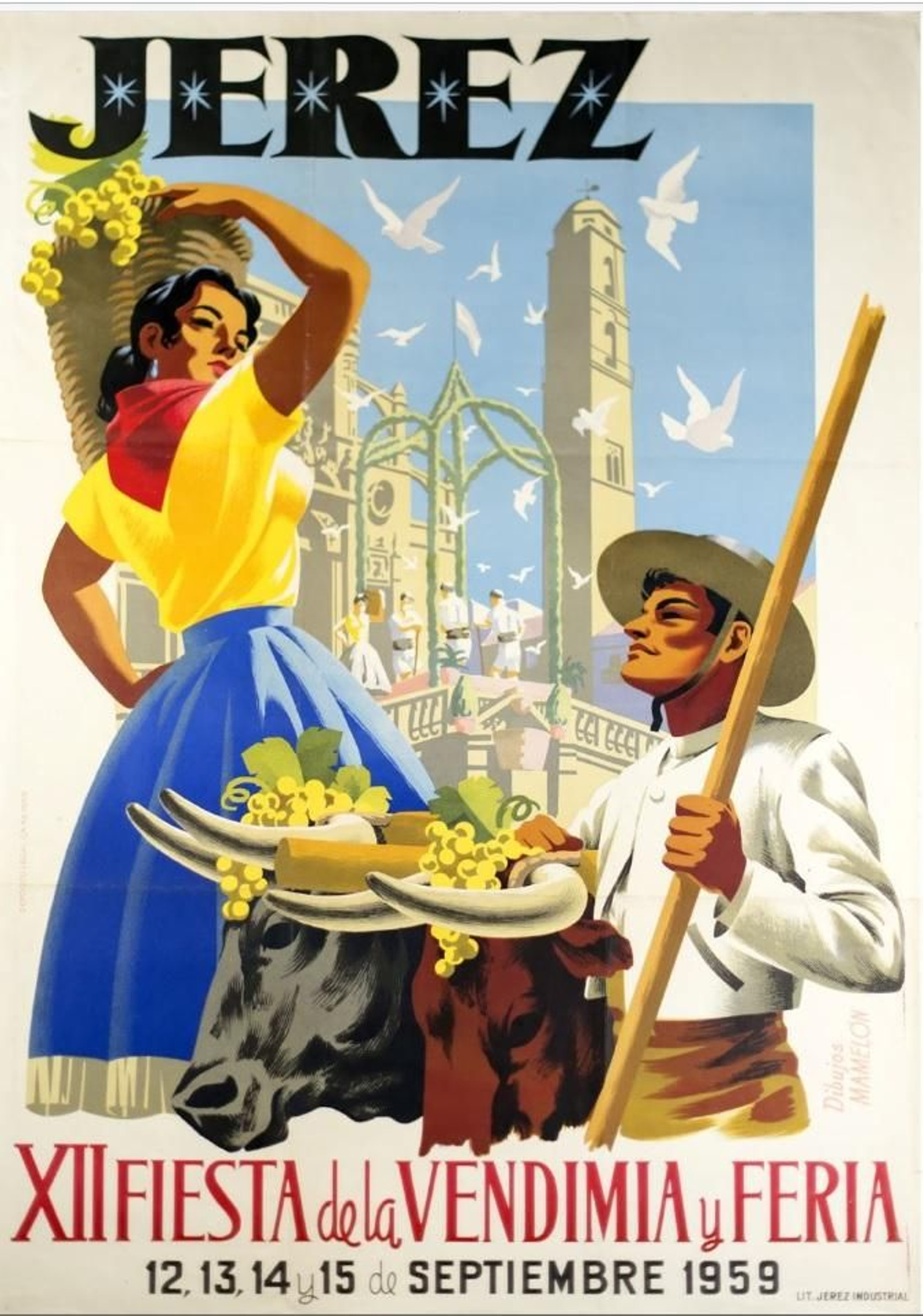Cartel de la Fiesta de la Vendimia diseñado por Rafael Virués de Segovia, 1959.