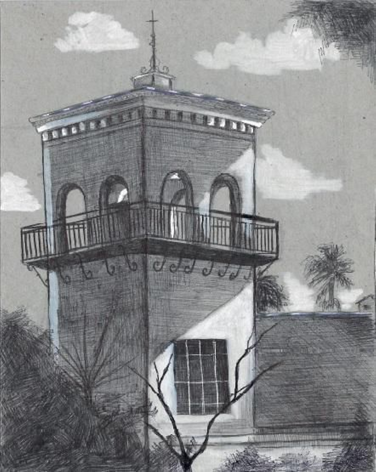 La torre principal de la antigua algodonera de Alcosa.