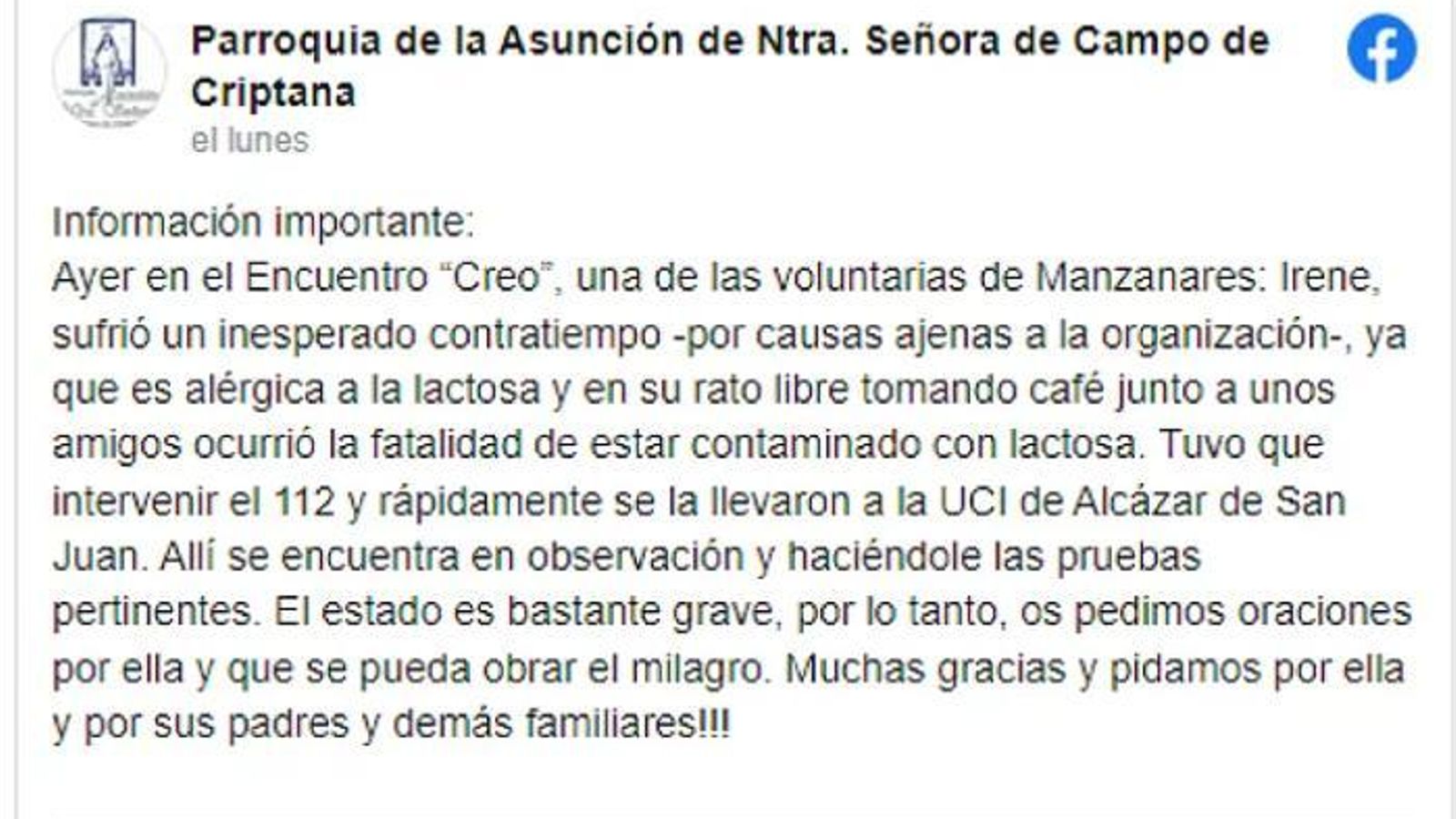 COMUNICADO PARROQUIA