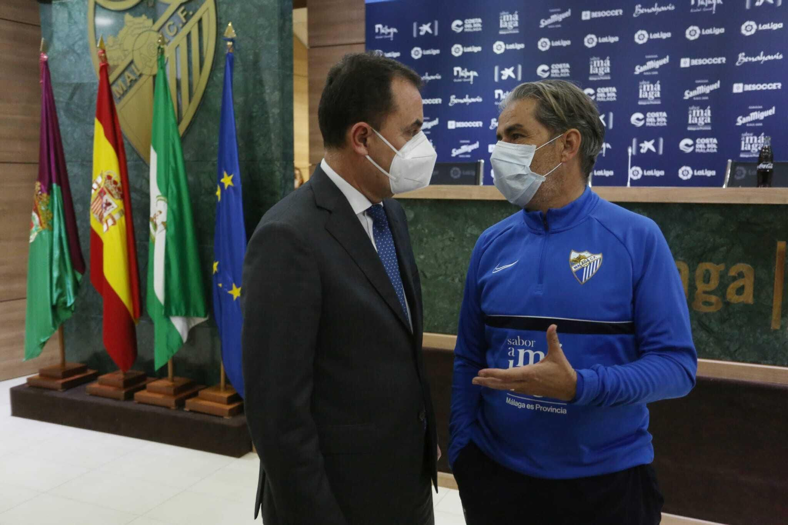 La comparecencia de Manolo Gaspar en La Rosaleda, en fotos