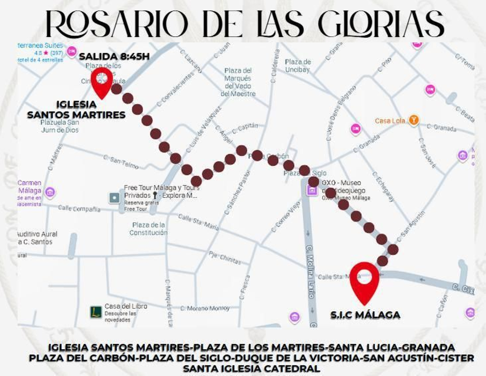 Recorrido del Rosario de las Glorias.