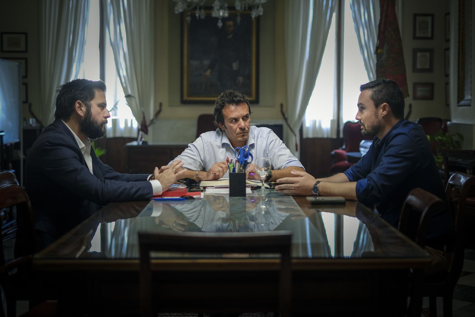 Fran González, José María González y Martín Vila durante la reunión.