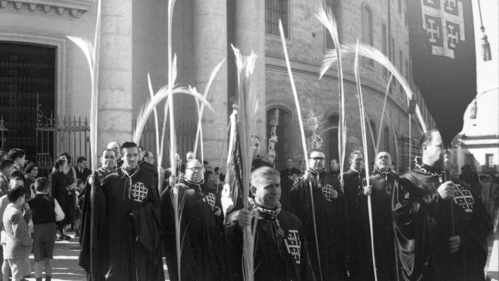 hermanos del Santo Sepulcro en la procesión de Palmas de la parroquia del Salvador y Santo Domingo de Silos