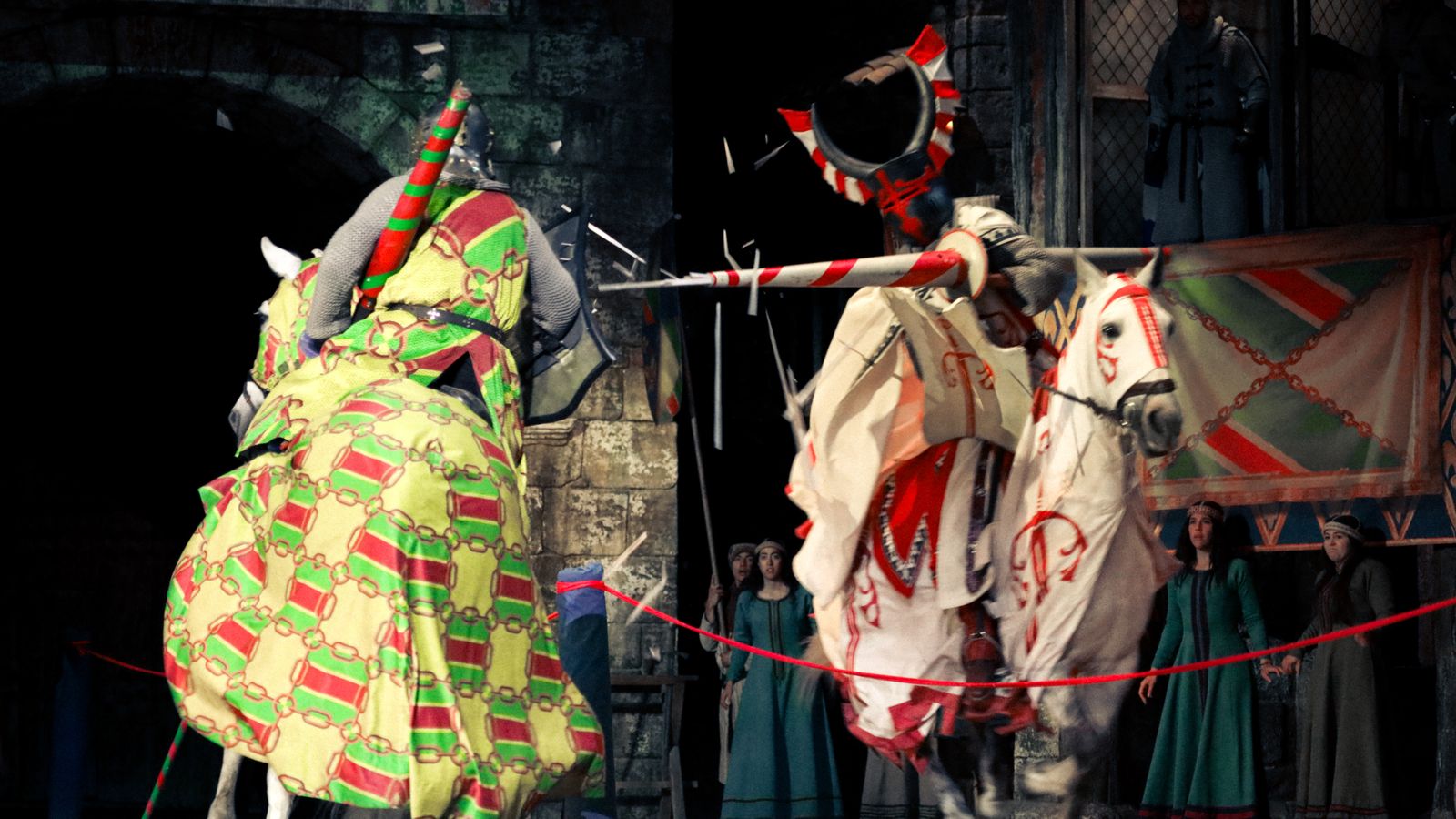 Escena de la justa en el espectáculo en el que interpreta al Cid.