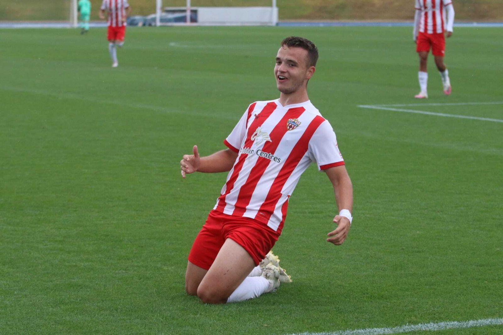 Caballero celebra el 1-0.