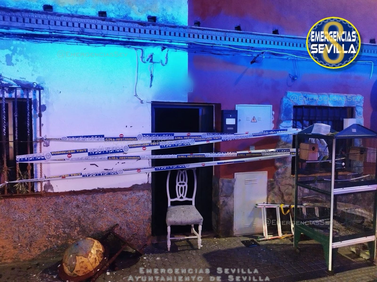 Estado en el que quedó la vivienda tras el incendio en el barrio de Bellavista