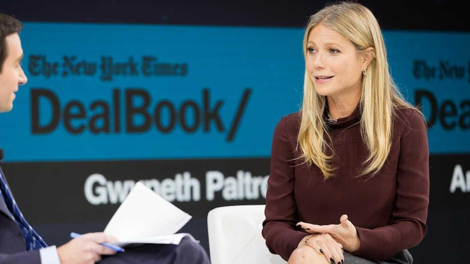 Gywneth, en la presentación de uno de sus libros con consejos de bienestar y salud.