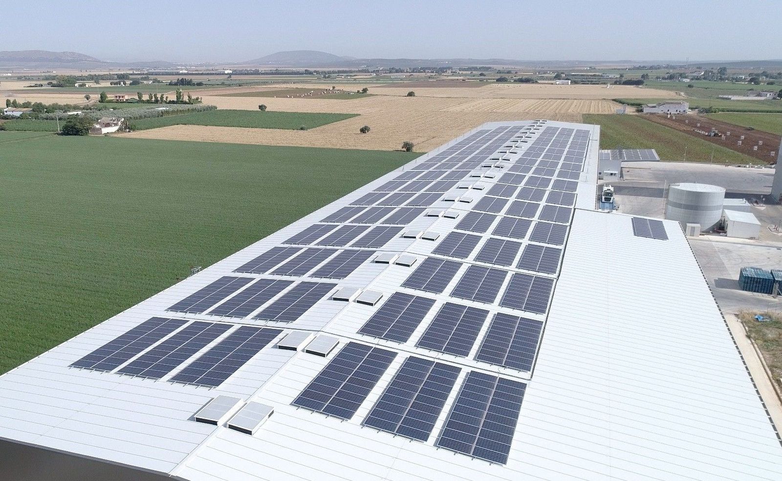 Placas solares en la bodega de aceite de Dcoop en Antequera