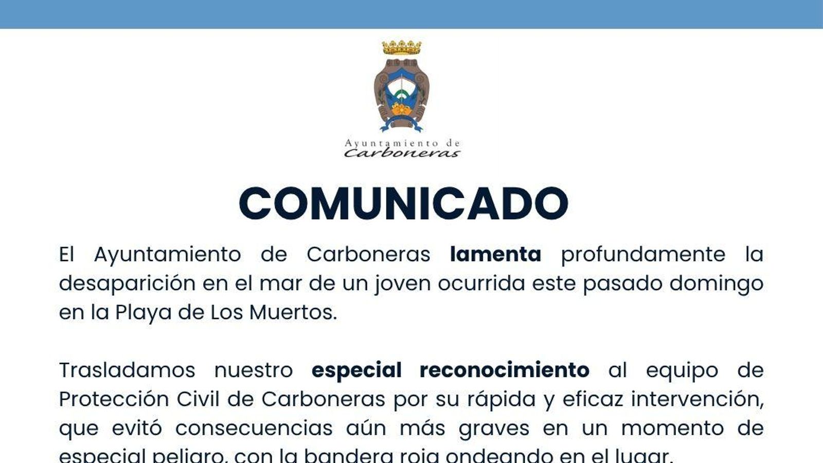 Comunicado difundido por el Ayuntamiento.