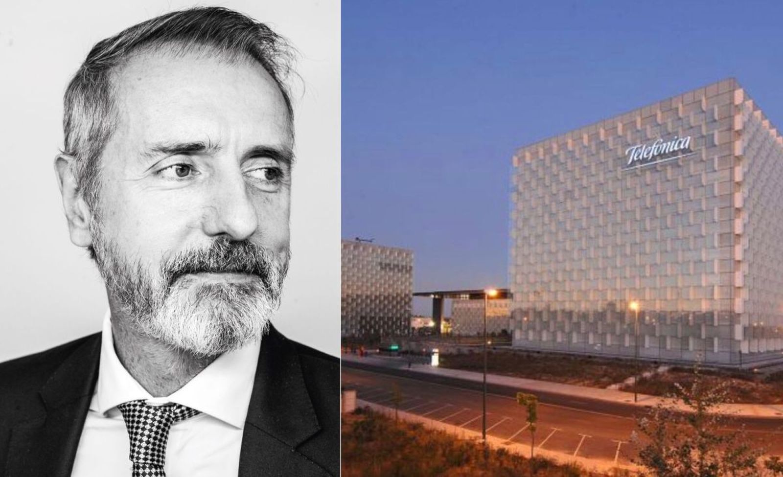 Marc Mutra y la sede de Telefónica.