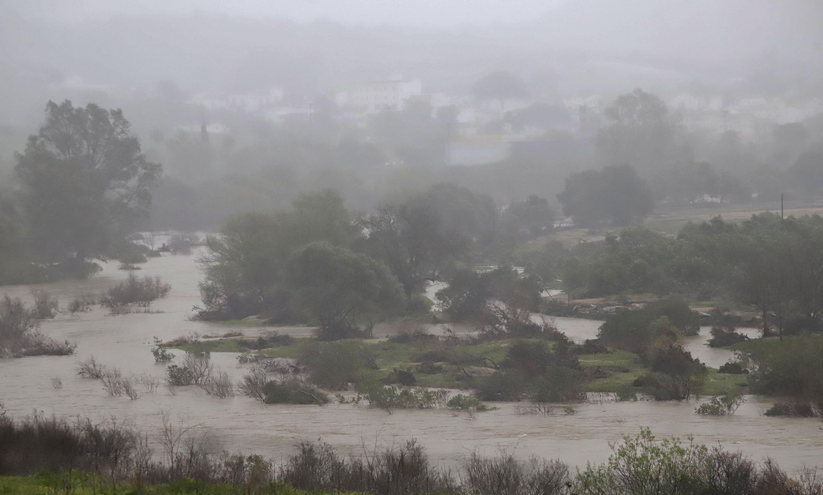 Fotos del temporal de lluvia y viento por la borrasca Kristin en Jimena de la Frontera, San Pablo de Buceite y San Martín del Tesorillo