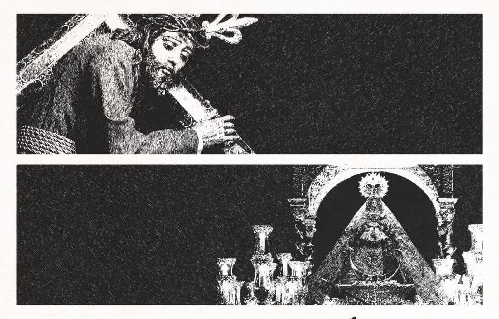 Las imágenes de Nuestro Padre Jesús Nazareno y Nuestra Señora de la Caridad Coronada, en el cartel anunciador de las rogativas para que llueva.