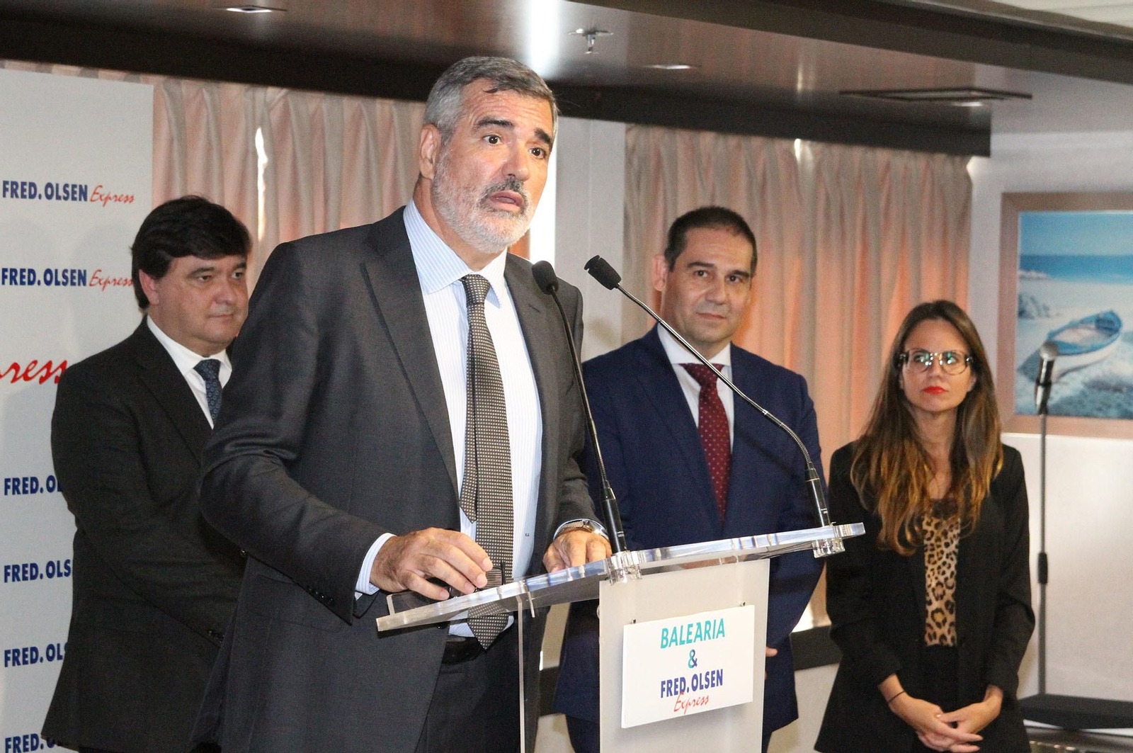 Balearia,  Fred Olsen y el Puerto de Huelva presentan la nueva línea entre Huelva y Canarias, en imágenes